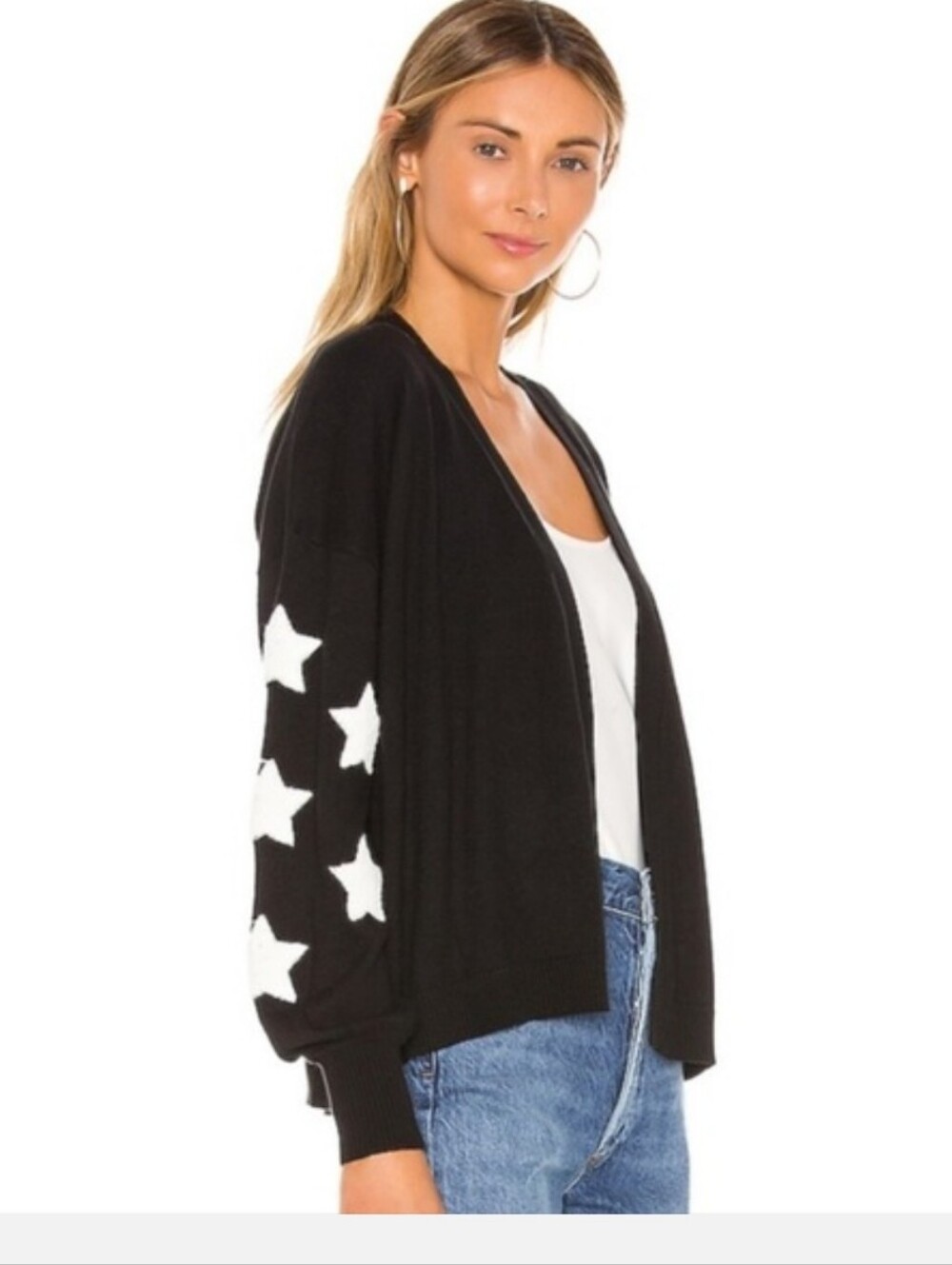 27 MILES MALIBU Gray and White Selma Star Cardigan